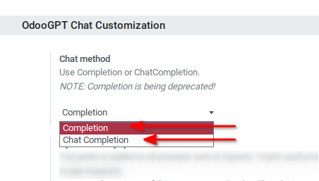 OdooGPT Chat Customization Chat method