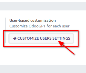 Odoo GPT User Settings button